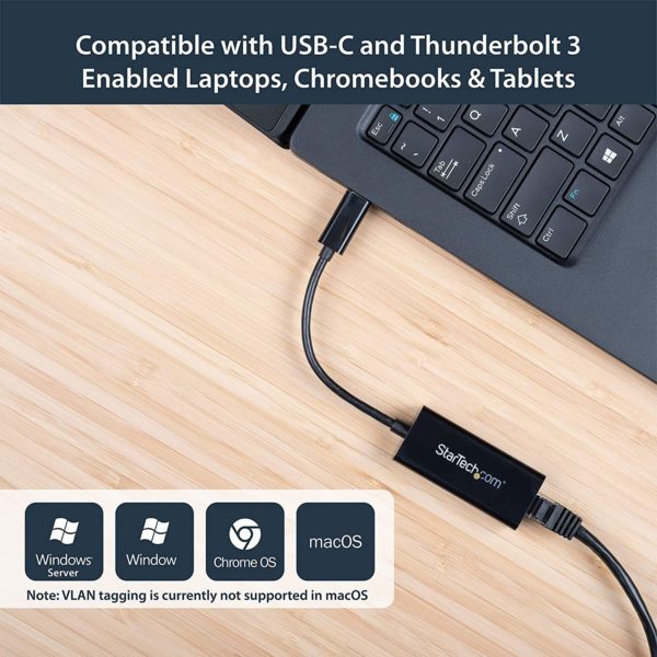 Startech USB-C ethernet adapter in laptop